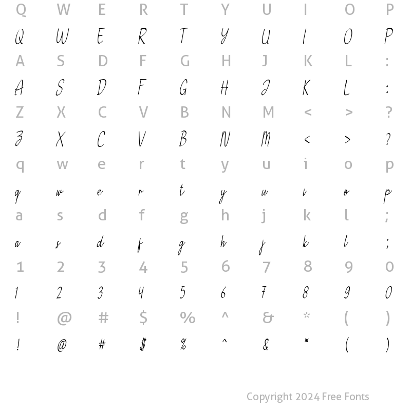 Character Map of Fonzella Regular