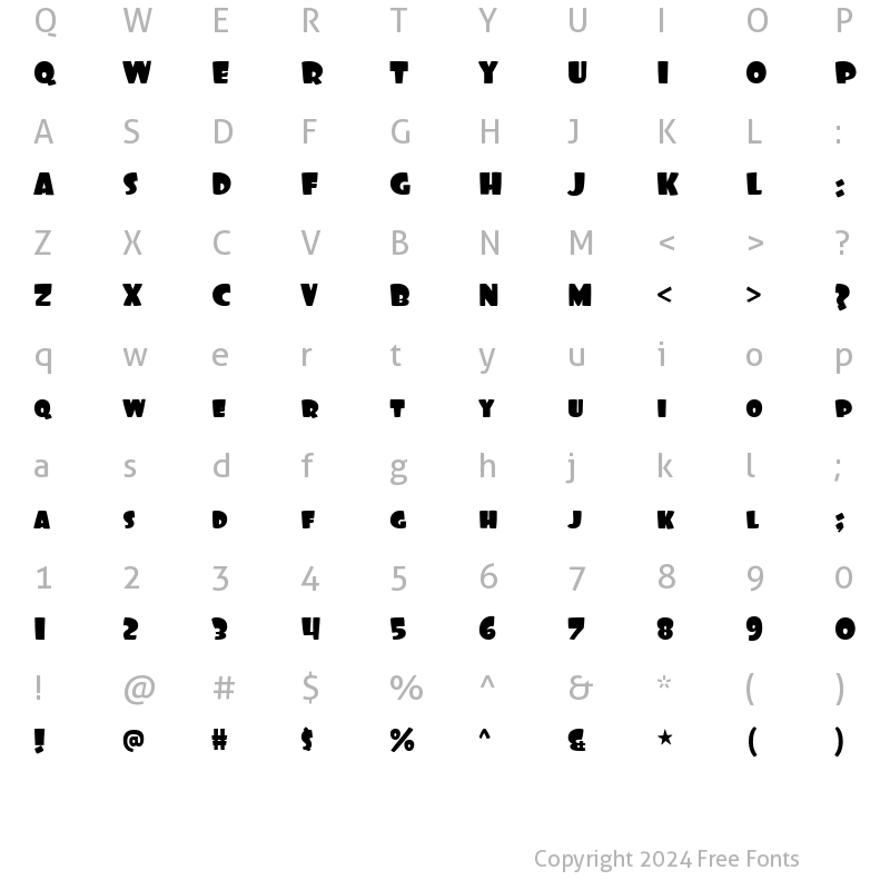 Character Map of Foo Regular