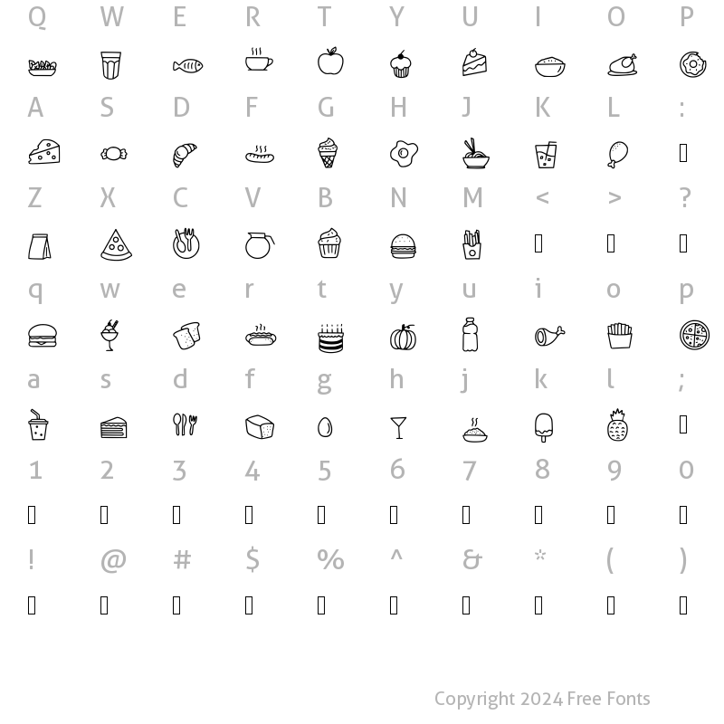 Character Map of Foodlist Illustration Regular