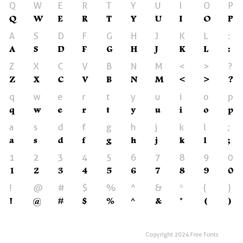 Character Map of Footlight MT Std Extra Bold