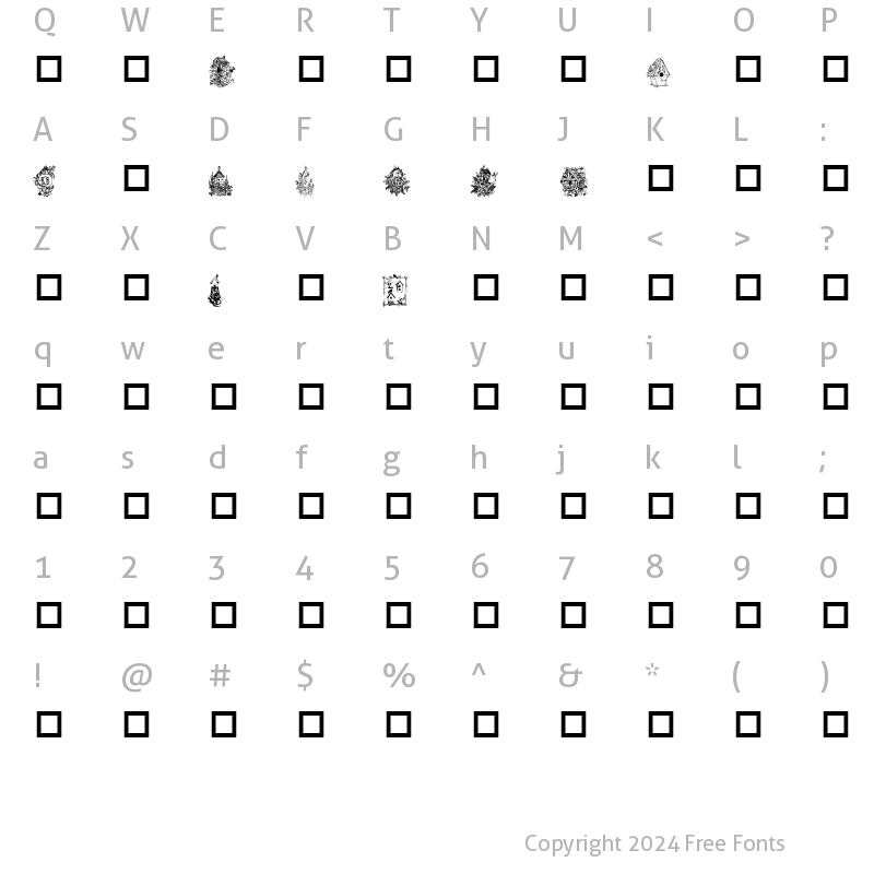 Character Map of For the Birds Regular