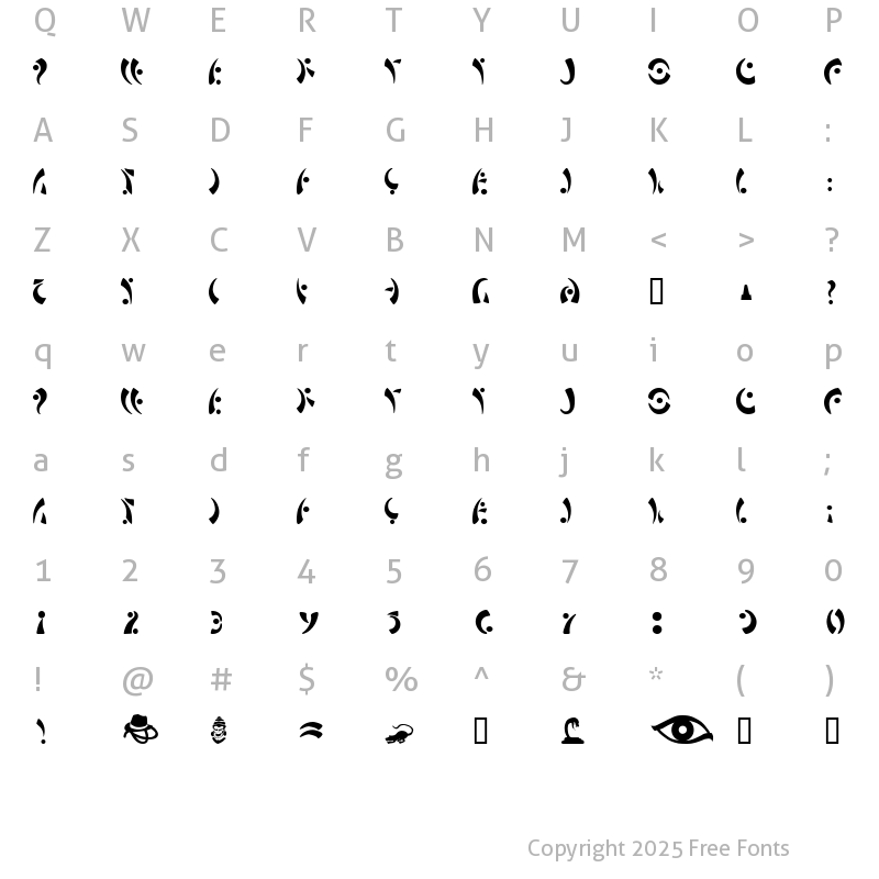 Character Map of ForbiddenEye Regular