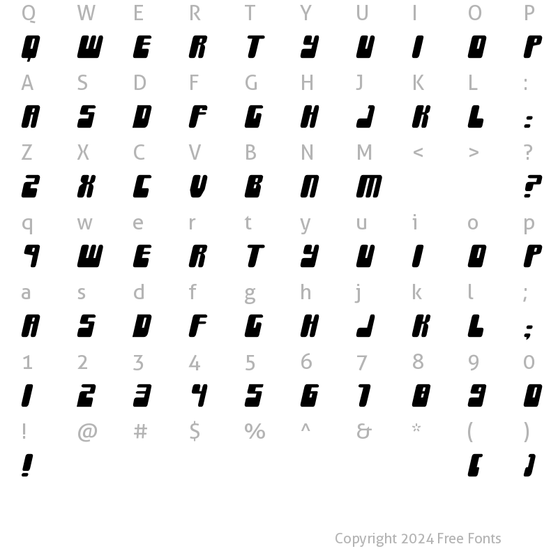 Character Map of Force Majeure Regular