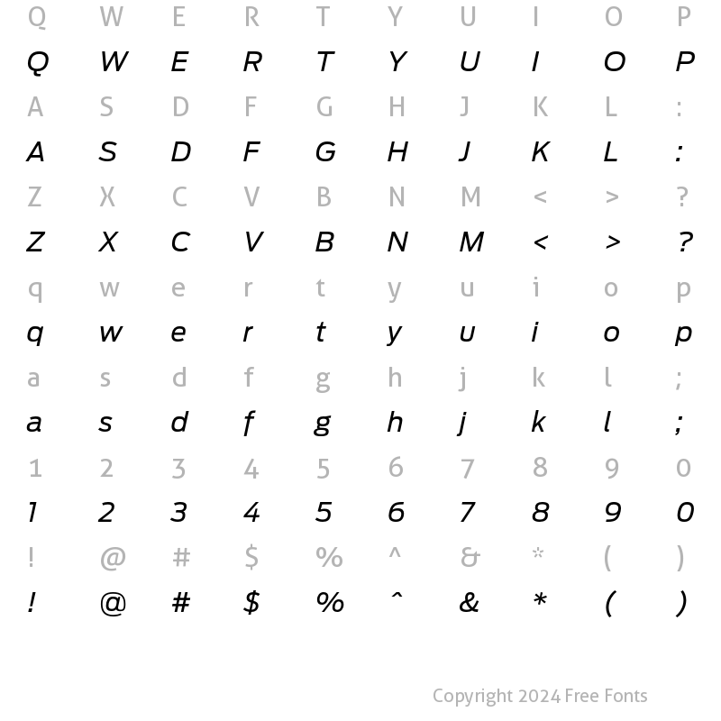 Character Map of Ford Antenna Italic