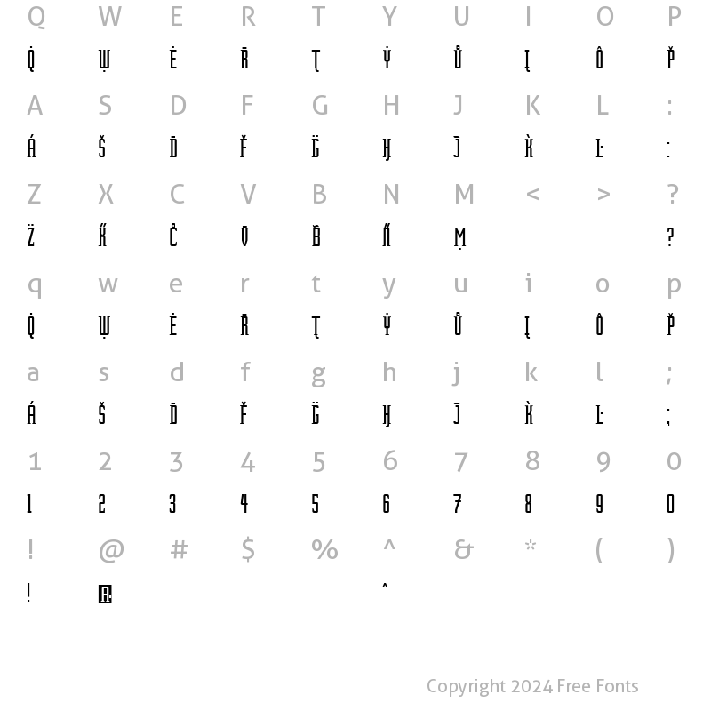 Character Map of ForeignSheetMetal Regular