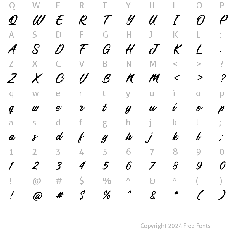 Character Map of Forestland Regular