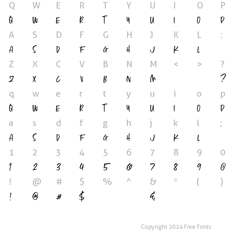 Character Map of Forever Monday Font Regular