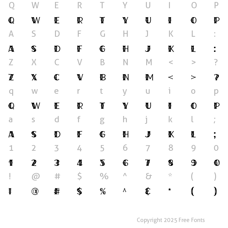 Character Map of Forever Never End Regular