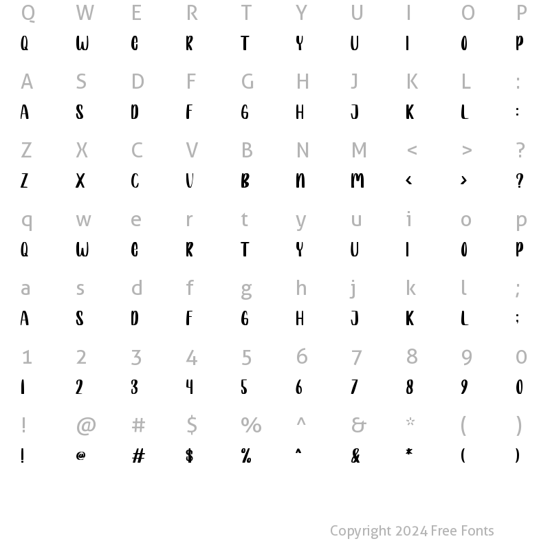 Character Map of Forever Regular