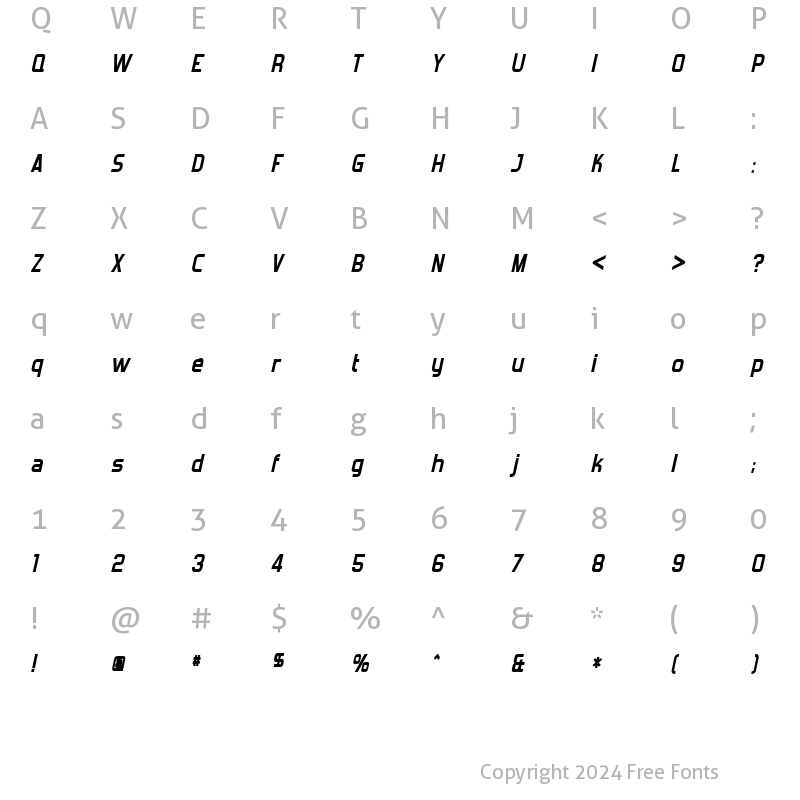 Character Map of Forgotten Futurist Bold Italic