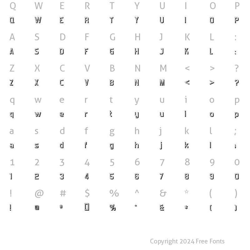 Character Map of Forgotten Futurist Shadow Regular