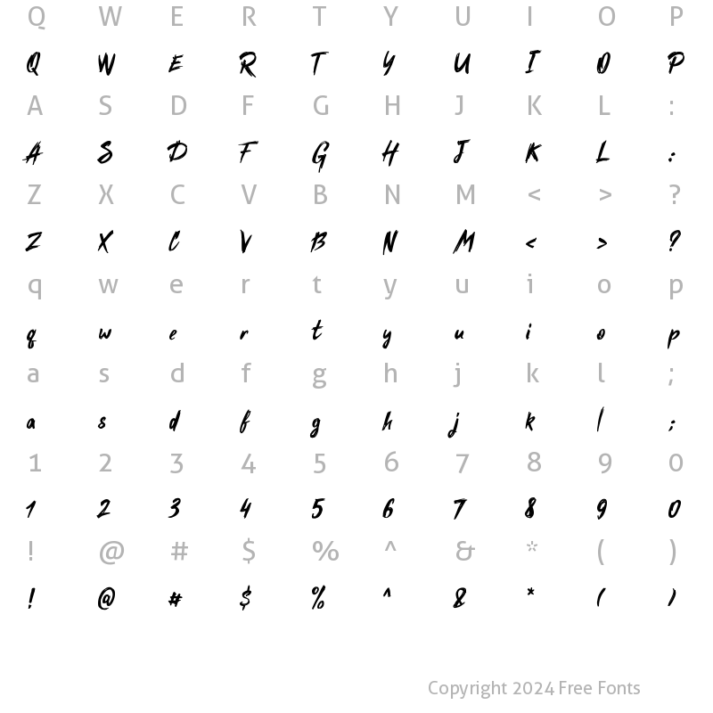 Character Map of Forgotten November Regular