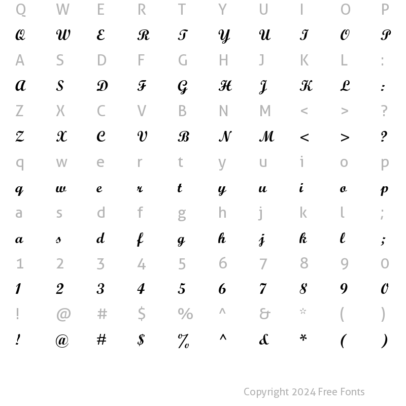 Character Map of Formal Bold