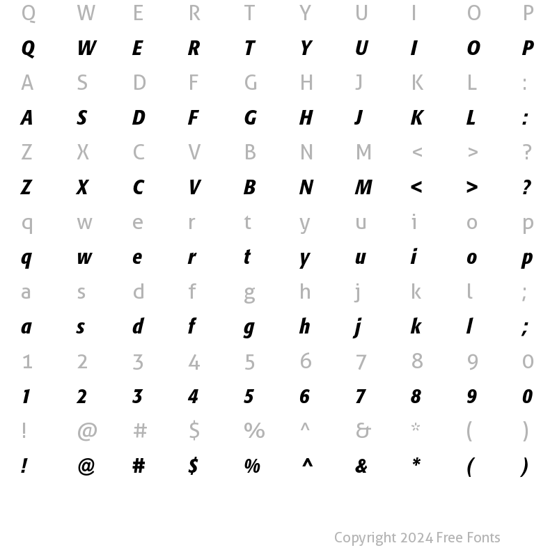 Character Map of Formata Condensed Medium Italic