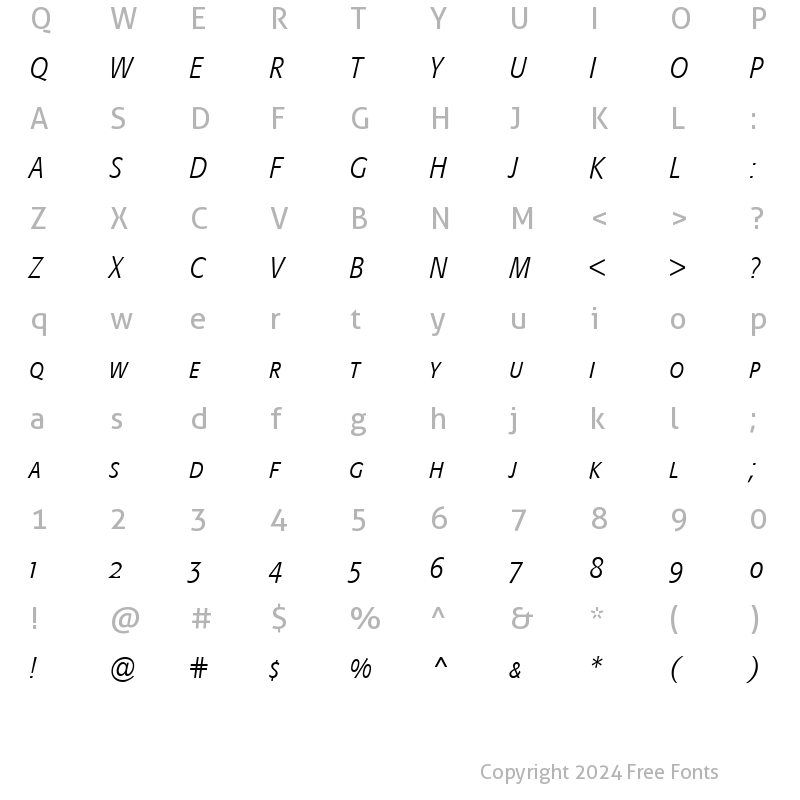 Character Map of Formata Italic