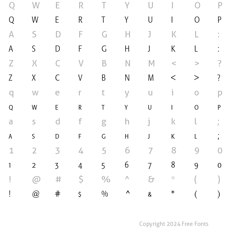 Character Map of Formata Light Condensed Small C Regular