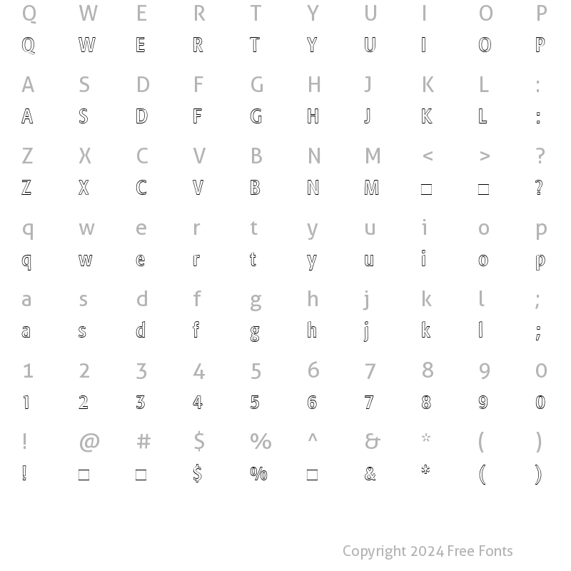 Character Map of FormataOutline-Condensed Roman