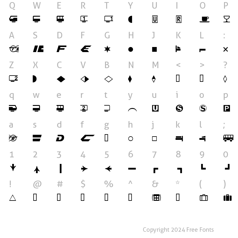 Character Map of FormatPiThreeSSi Regular