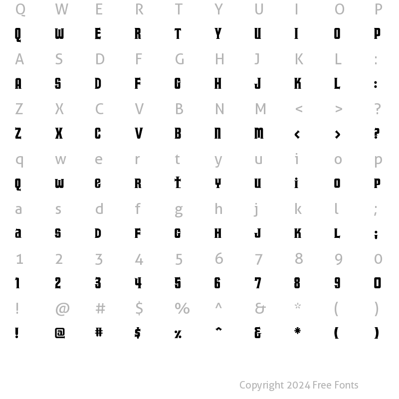 Character Map of Fornicator Regular