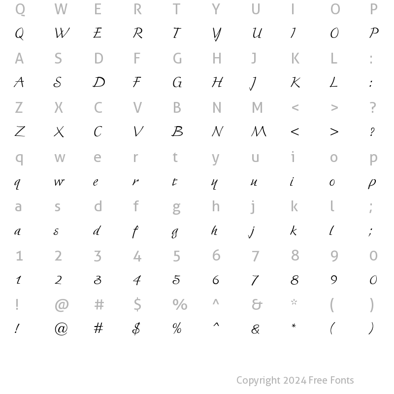 Character Map of Fortuna Regular