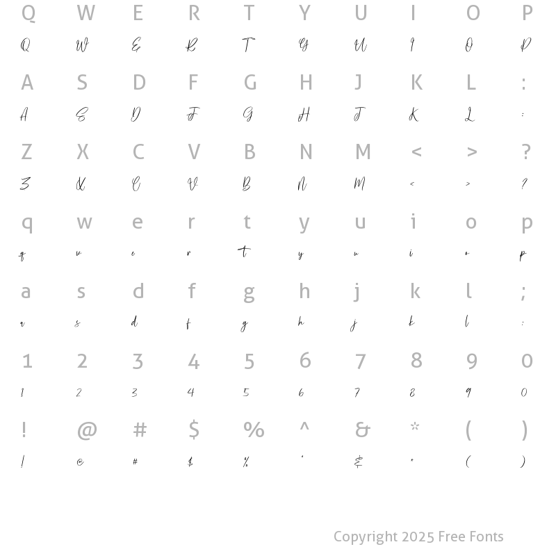 Character Map of Fortunelimes Regular