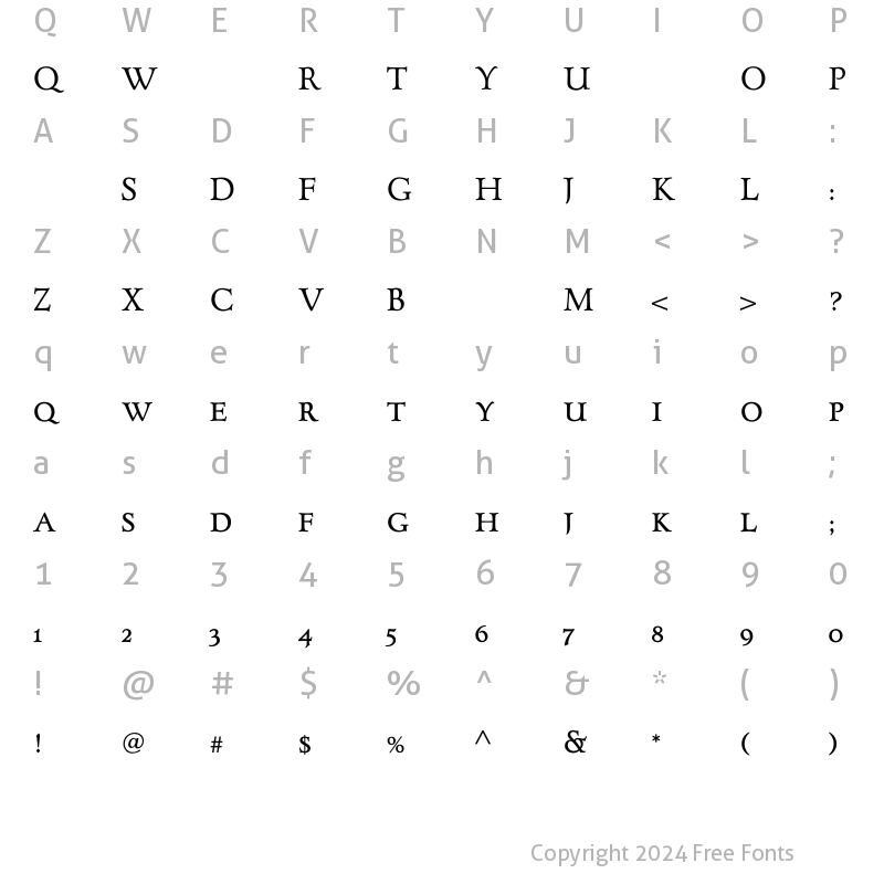 Character Map of ForumTitlingBoldOldStyleFigs Regular