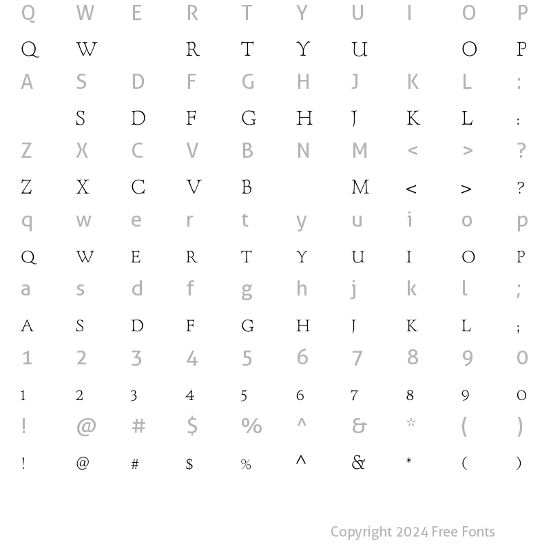 Character Map of ForumTitlingLight Regular