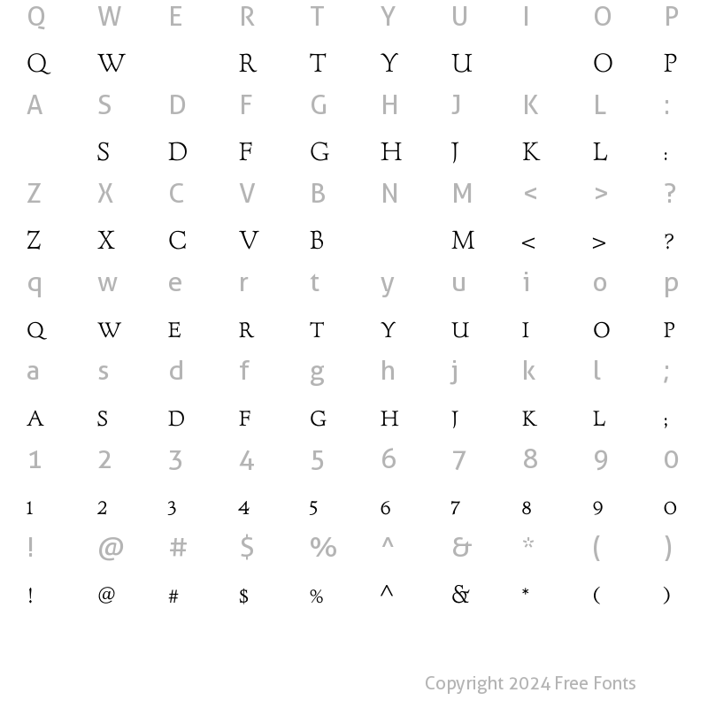 Character Map of ForumTitlingMedium Regular