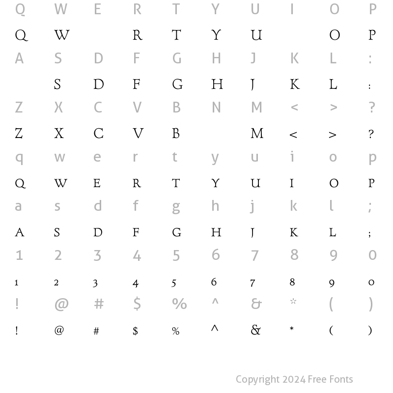 Character Map of ForumTitlingMediumOldStyleFigs Regular