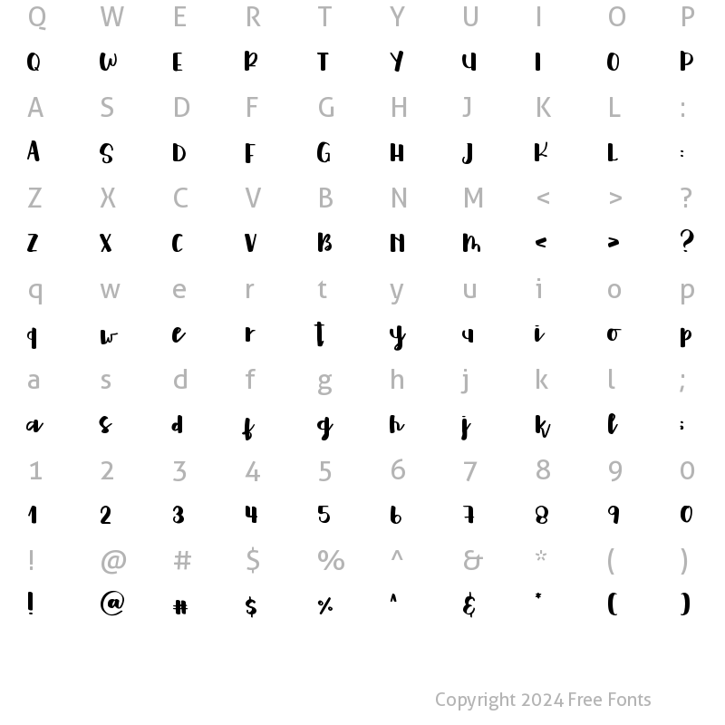 Character Map of fostella Regular