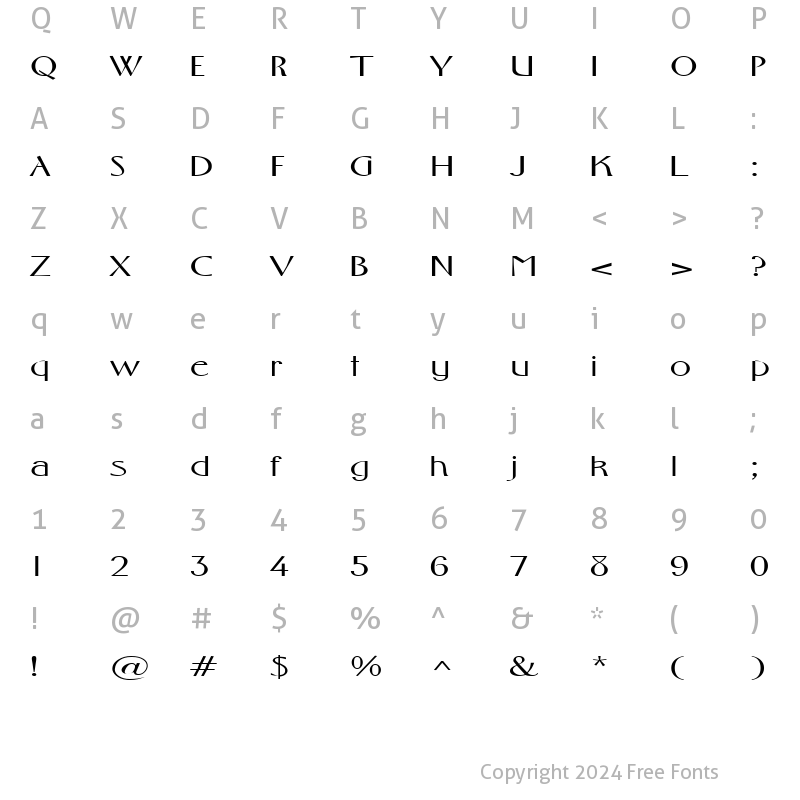 Character Map of FosterExpanded Regular