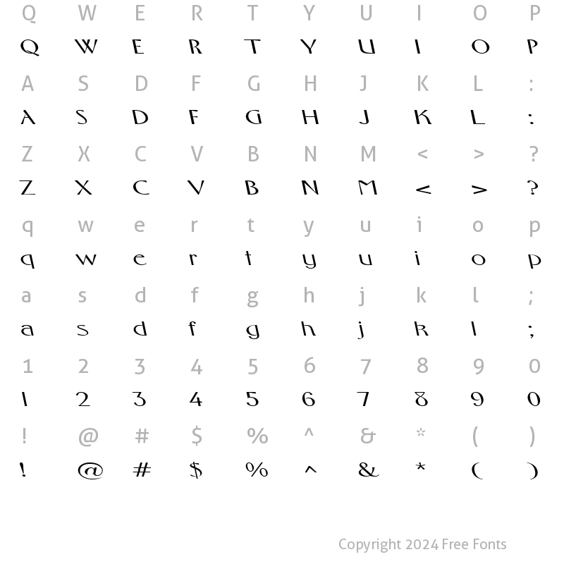 Character Map of FosterExpandedBS Regular