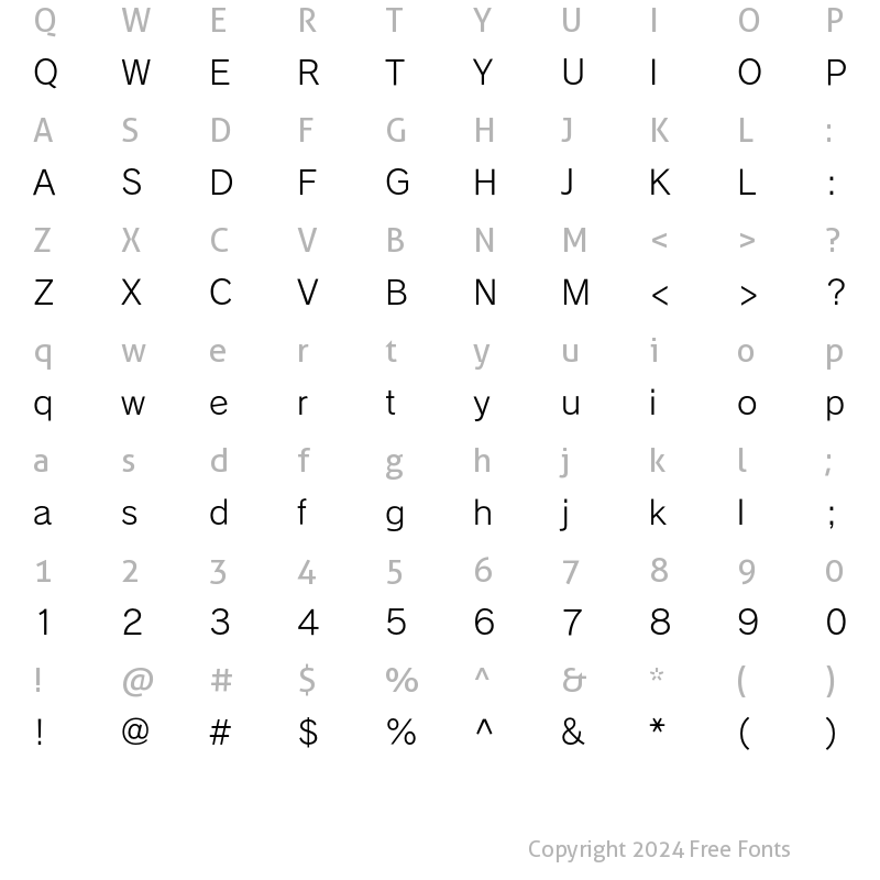 Character Map of FOT-Rodin Pro M