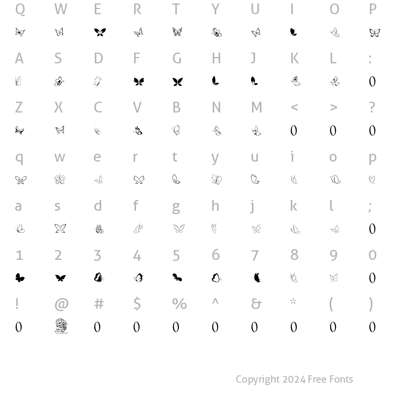 Character Map of fotograami-butterfly01 Regular