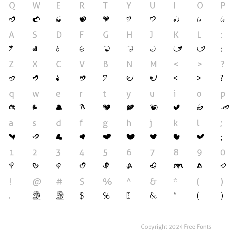 Character Map of fotograami-hearts01 Regular