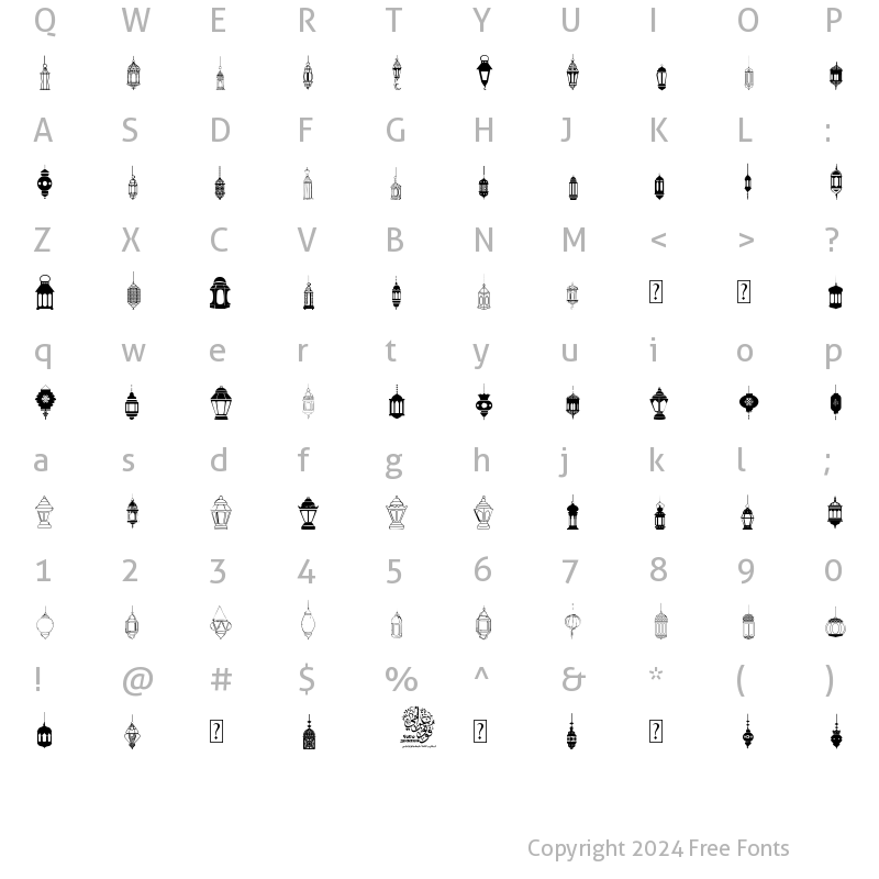 Character Map of fotograami - lamp islamic Regular