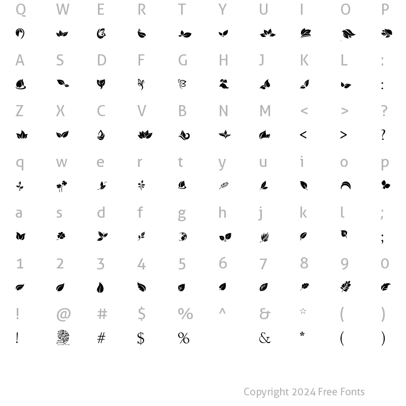 Character Map of FOTOGRAAMI-LEAVES03 Regular