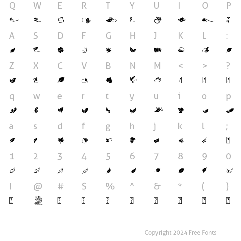 Character Map of fotograami-leaves04 Regular