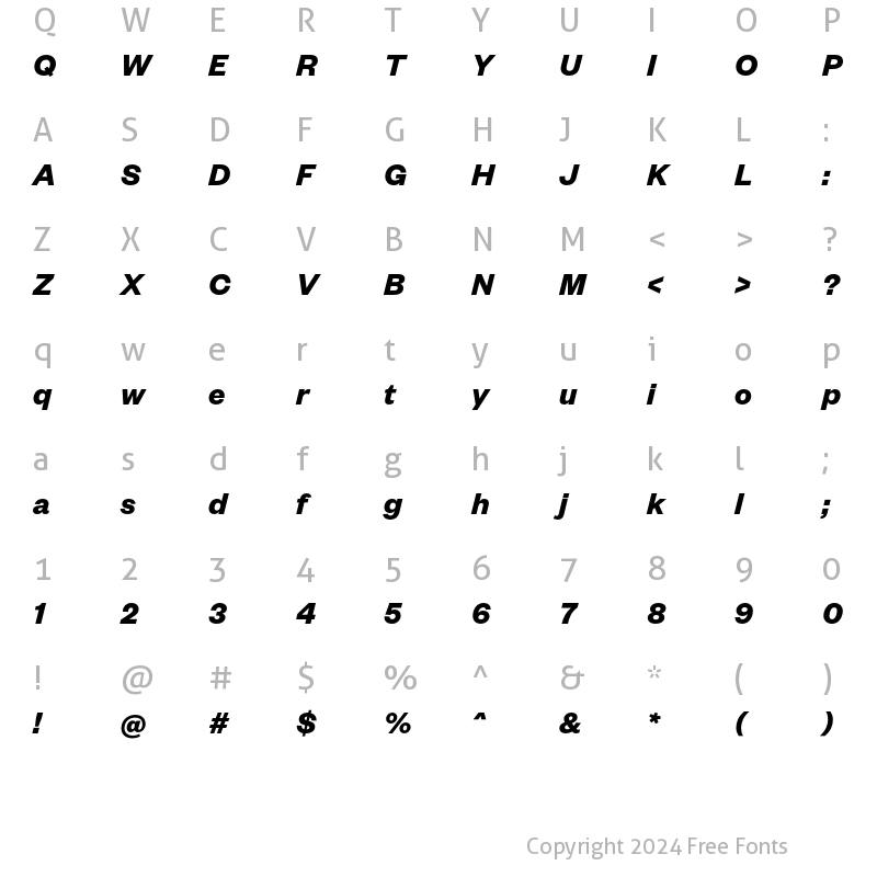 Character Map of Founders Grotesk Bold Italic