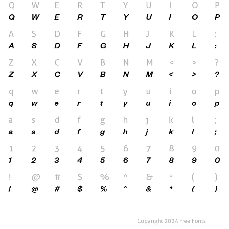 Character Map of Founders Grotesk Medium Italic