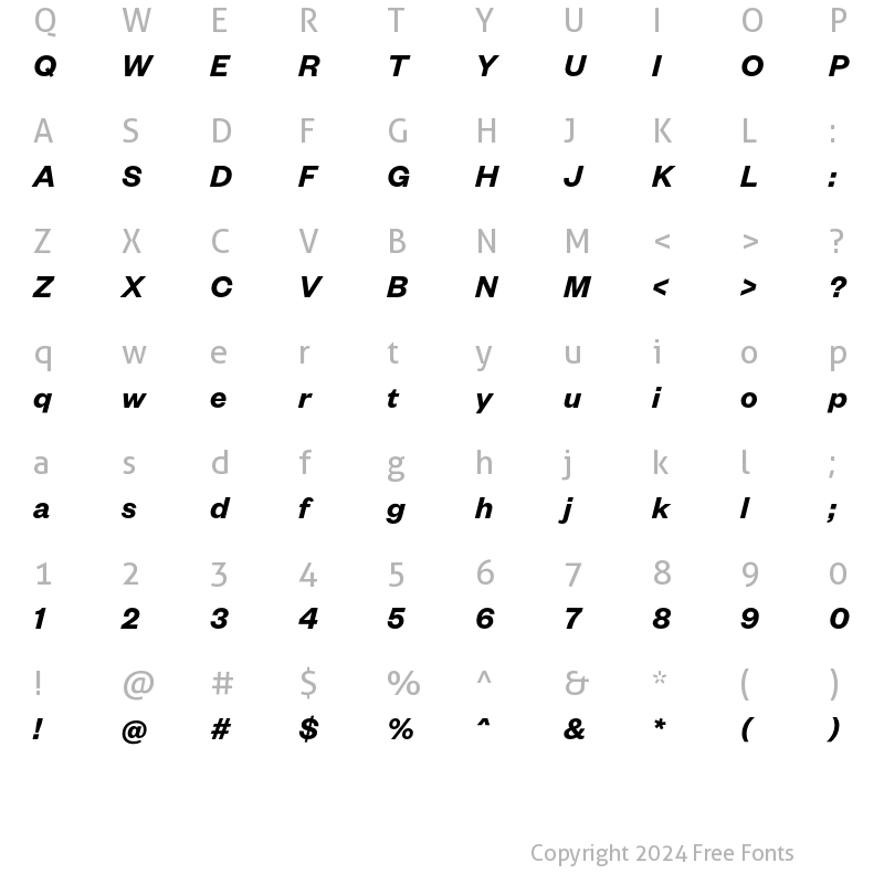 Character Map of Founders Grotesk Semibold Italic