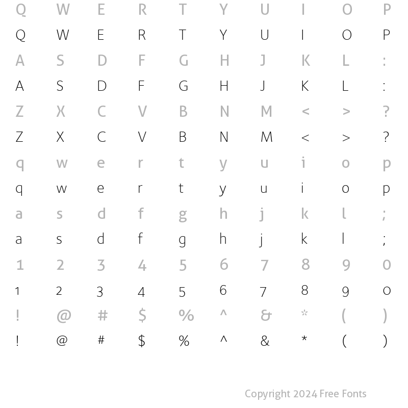 Character Map of FoundrySterling-LightOSF Regular