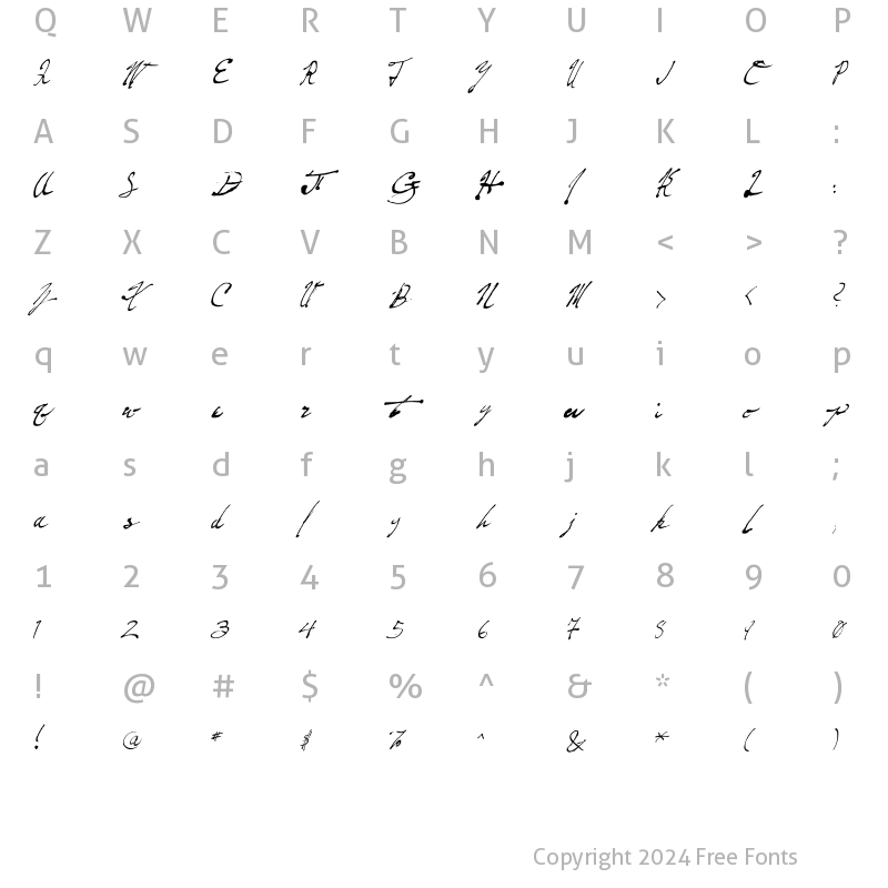 Character Map of Fountain Pen Frenzy Regular