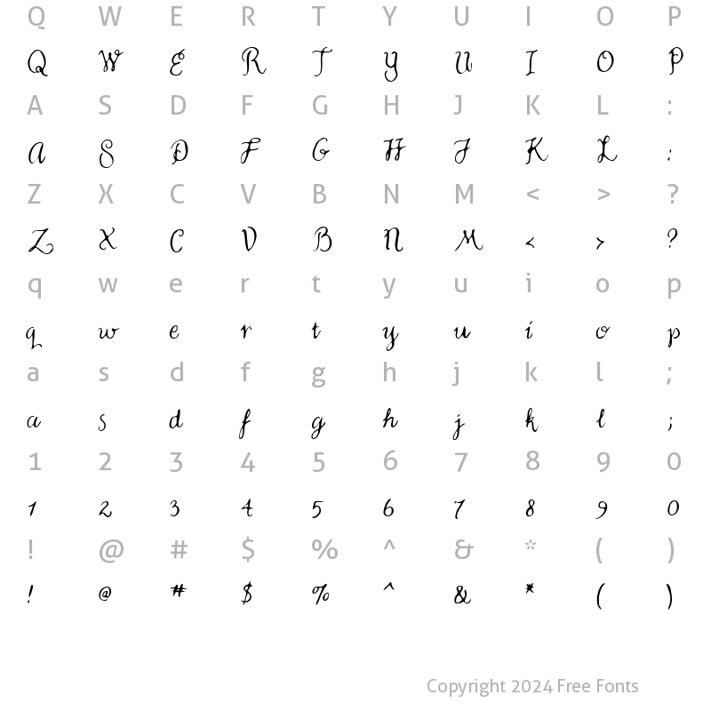 Character Map of Fountain Pen Regular