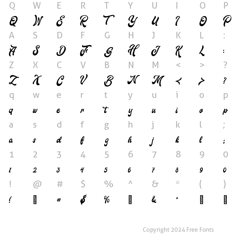 Character Map of Fountain Regular