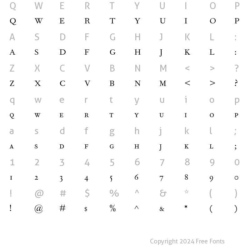 Character Map of Fournier MT Small Caps & Old St Regular