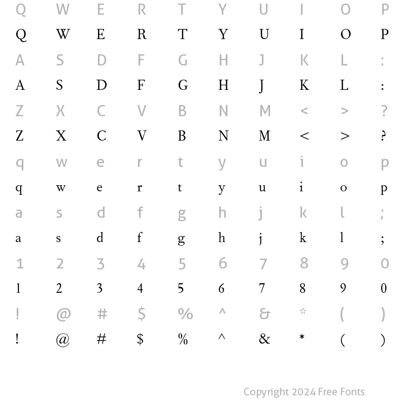 Character Map of Fournier MT Tall Caps Regular