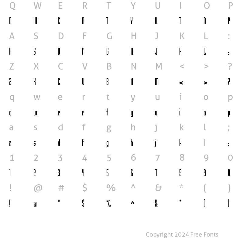 Character Map of Fourty-five Regular