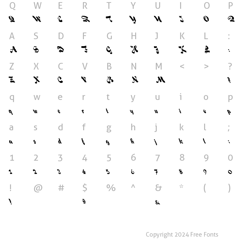 Character Map of Fox Script Lefty Regular