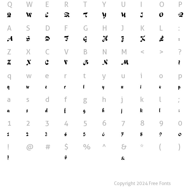 Character Map of Fox Script Regular